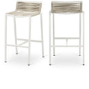 Meridian Maldives Cream Rope Fabric Outdoor Patio Barstool IMAGE 1