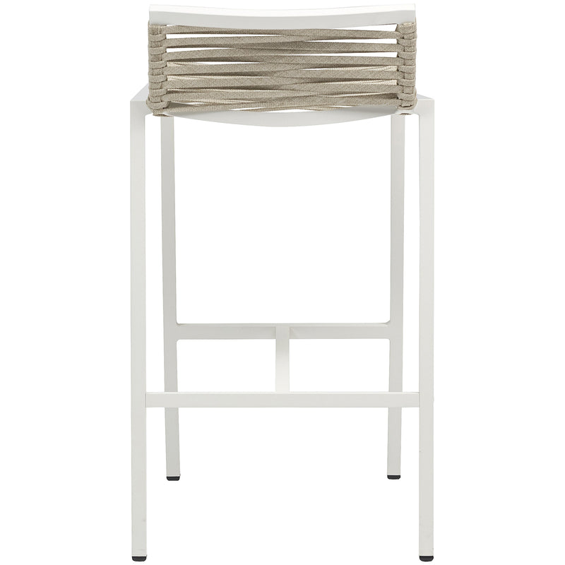 Meridian Maldives Cream Rope Fabric Outdoor Patio Barstool IMAGE 2