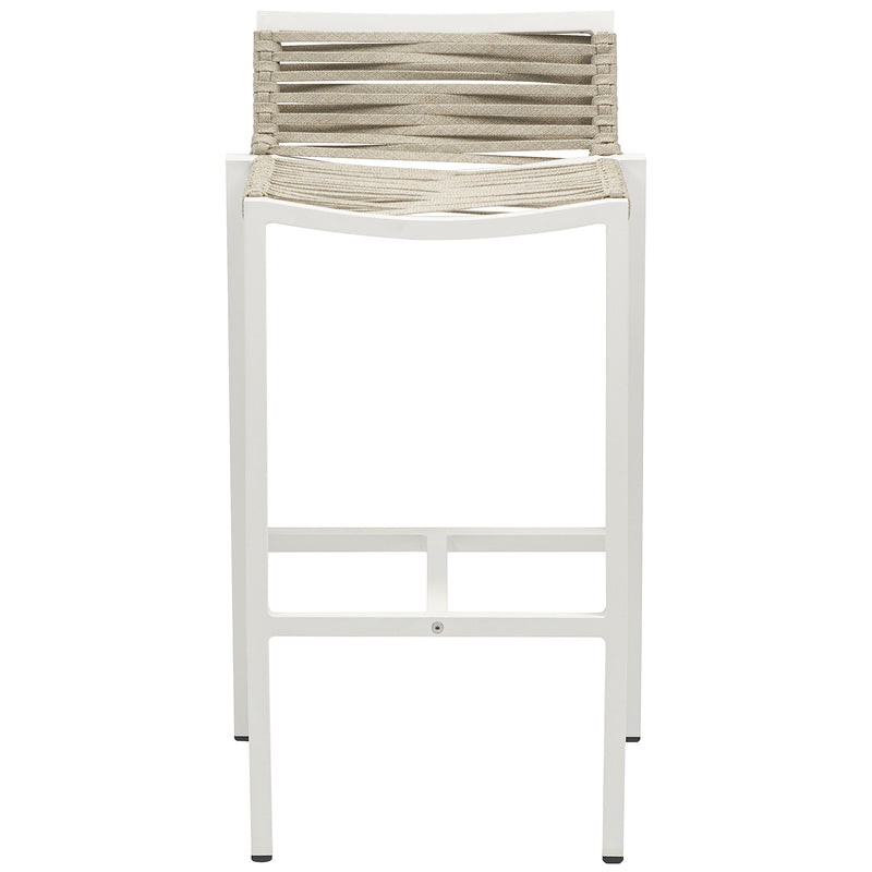 Meridian Maldives Cream Rope Fabric Outdoor Patio Barstool IMAGE 4