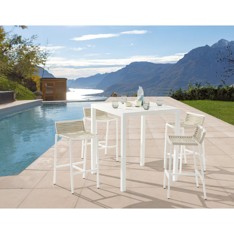 Meridian Maldives Cream Rope Fabric Outdoor Patio Barstool IMAGE 8