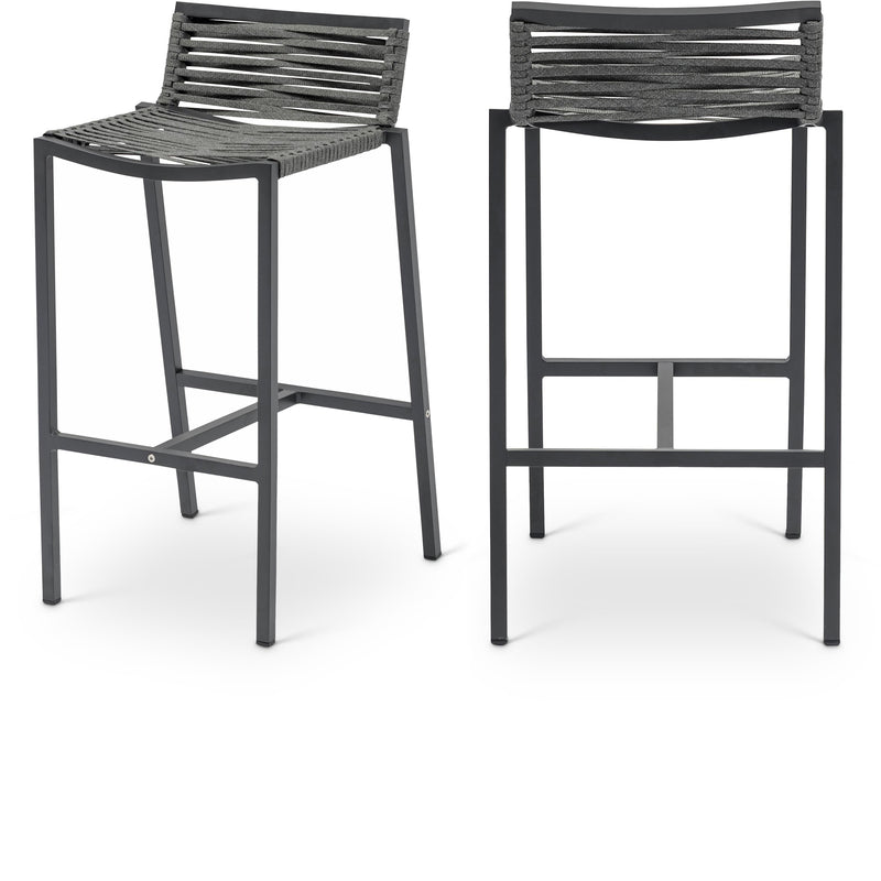 Meridian Maldives Grey Rope Fabric Outdoor Patio Barstool IMAGE 1
