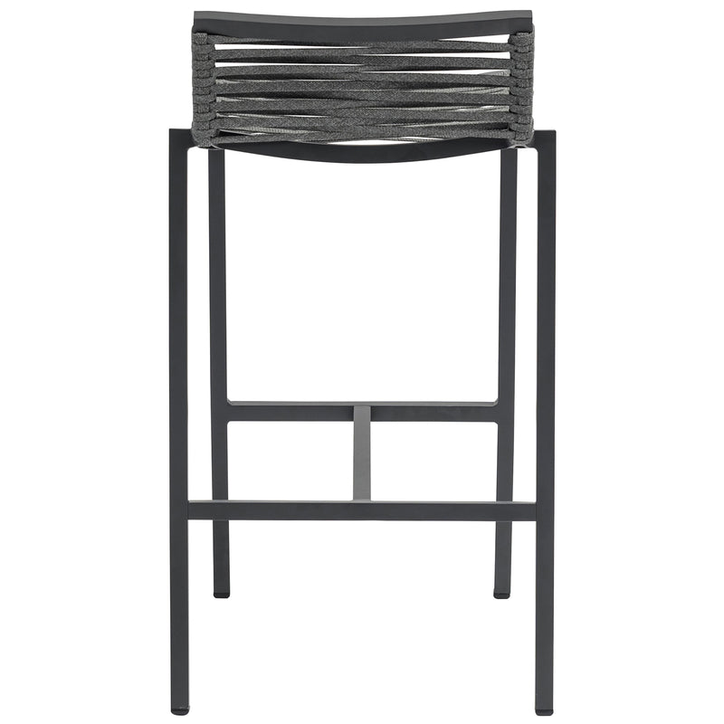Meridian Maldives Grey Rope Fabric Outdoor Patio Barstool IMAGE 2