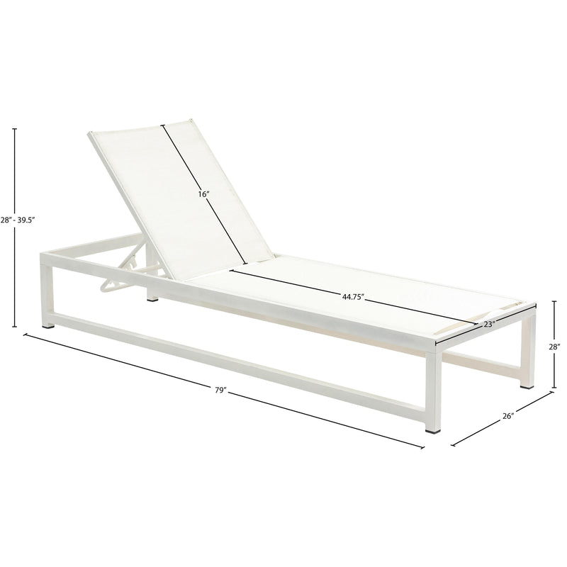 Meridian Maldives Cream Mesh Water Resistant Fabric Outdoor Patio Adjustable Sun Chaise Lounge Chair IMAGE 13