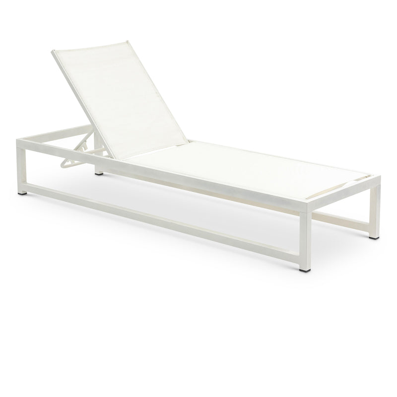 Meridian Maldives Cream Mesh Water Resistant Fabric Outdoor Patio Adjustable Sun Chaise Lounge Chair IMAGE 1