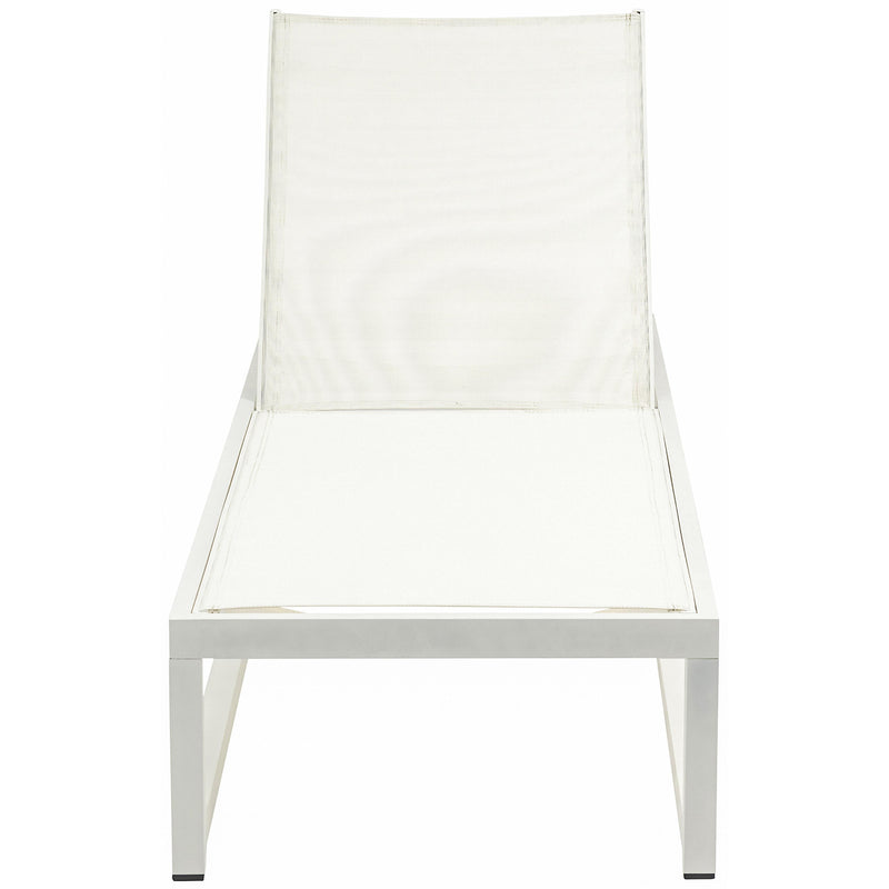 Meridian Maldives Cream Mesh Water Resistant Fabric Outdoor Patio Adjustable Sun Chaise Lounge Chair IMAGE 6