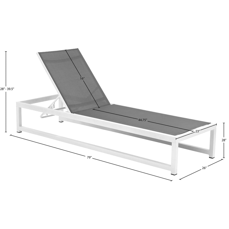 Meridian Maldives Grey Mesh Water Resistant Fabric Outdoor Patio Adjustable Sun Chaise Lounge Chair IMAGE 13