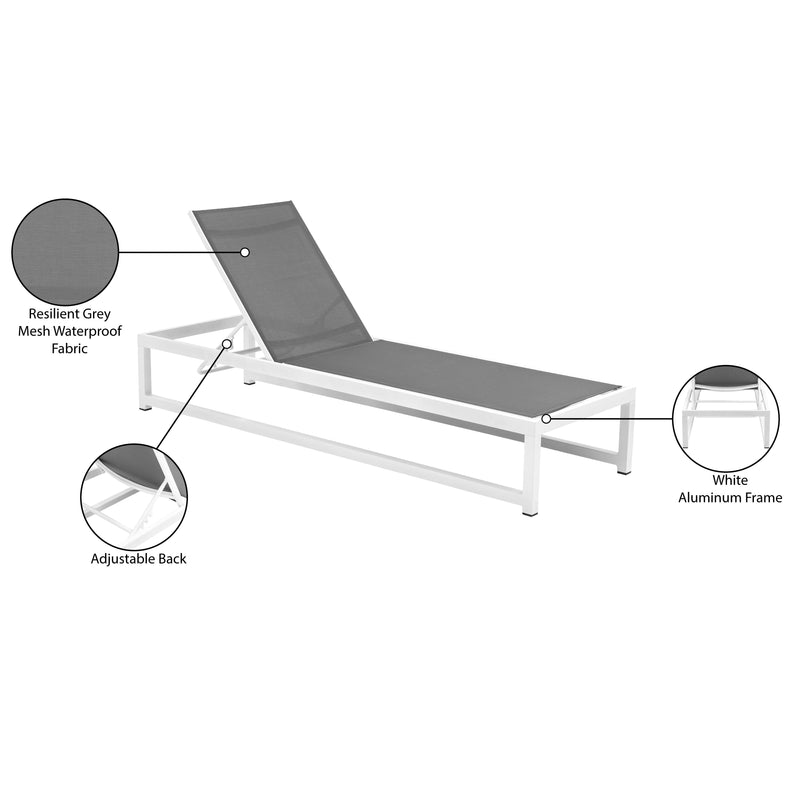 Meridian Maldives Grey Mesh Water Resistant Fabric Outdoor Patio Adjustable Sun Chaise Lounge Chair IMAGE 14