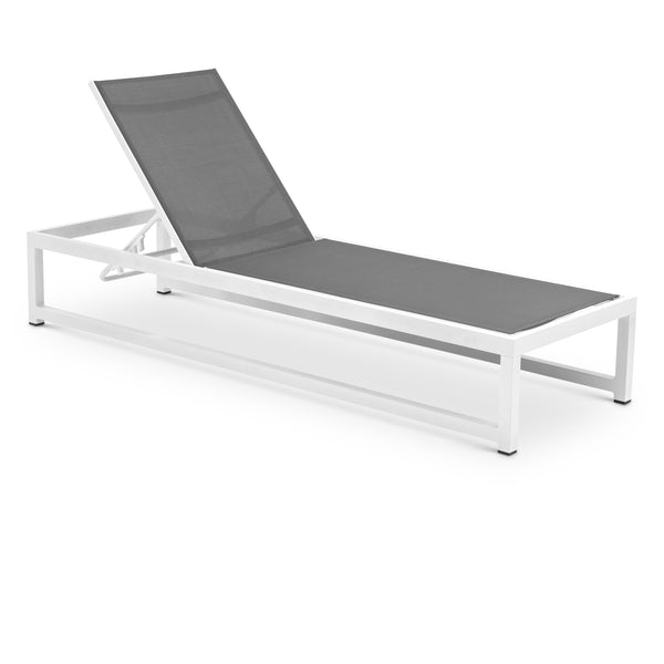 Meridian Maldives Grey Mesh Water Resistant Fabric Outdoor Patio Adjustable Sun Chaise Lounge Chair IMAGE 1