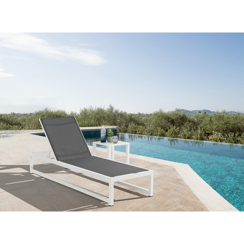 Meridian Maldives Grey Mesh Water Resistant Fabric Outdoor Patio Adjustable Sun Chaise Lounge Chair IMAGE 2