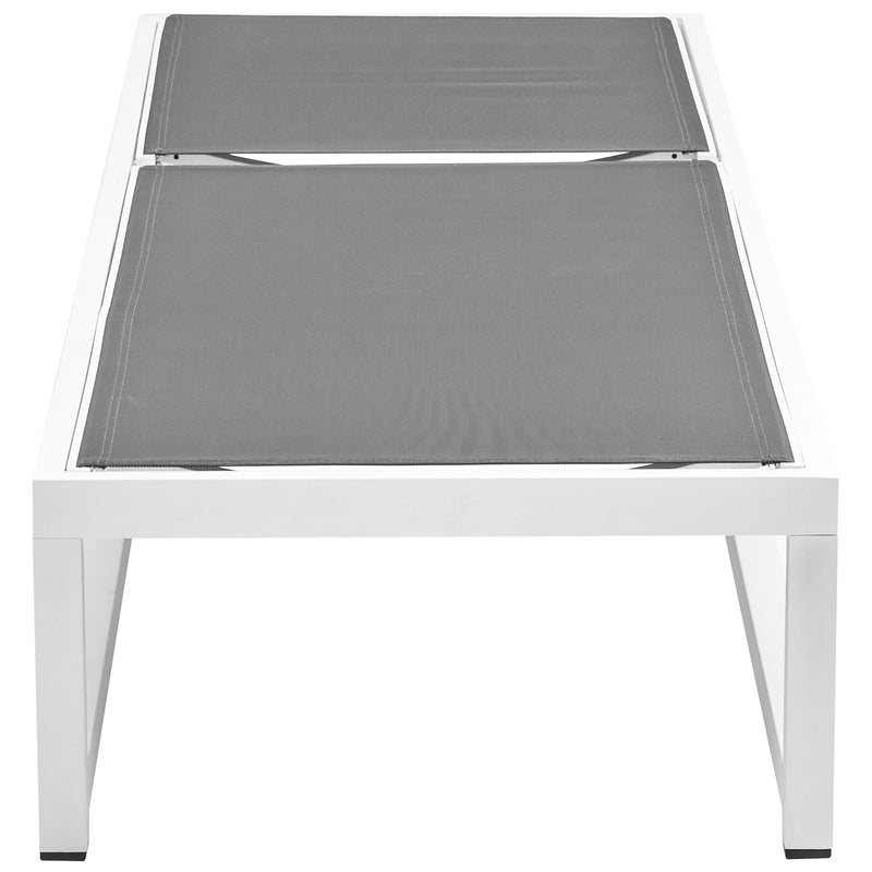 Meridian Maldives Grey Mesh Water Resistant Fabric Outdoor Patio Adjustable Sun Chaise Lounge Chair IMAGE 7