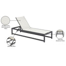 Meridian Maldives Cream Mesh Water Resistant Fabric Outdoor Patio Adjustable Sun Chaise Lounge Chair IMAGE 14