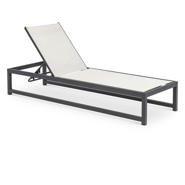 Meridian Maldives Cream Mesh Water Resistant Fabric Outdoor Patio Adjustable Sun Chaise Lounge Chair IMAGE 1