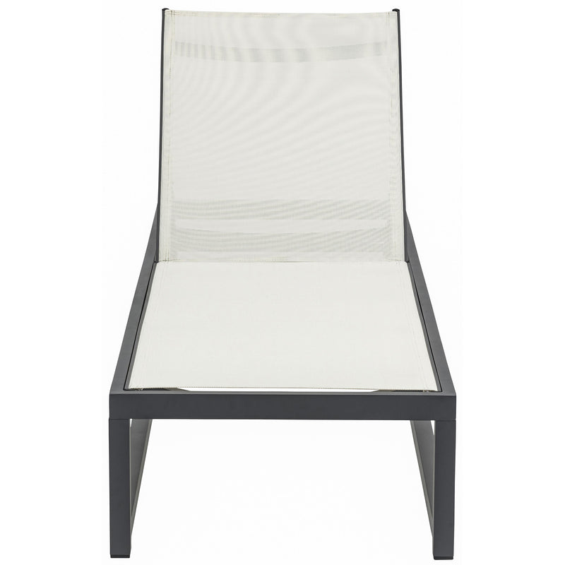 Meridian Maldives Cream Mesh Water Resistant Fabric Outdoor Patio Adjustable Sun Chaise Lounge Chair IMAGE 6