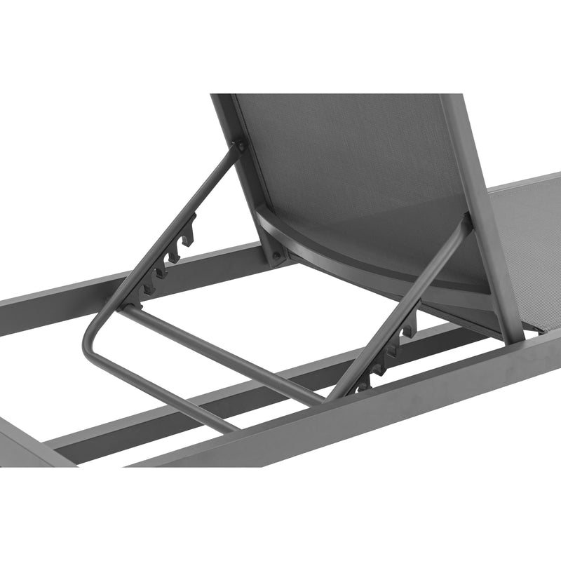 Meridian Maldives Grey Mesh Water Resistant Fabric Outdoor Patio Adjustable Sun Chaise Lounge Chair IMAGE 10