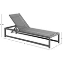 Meridian Maldives Grey Mesh Water Resistant Fabric Outdoor Patio Adjustable Sun Chaise Lounge Chair IMAGE 13