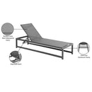 Meridian Maldives Grey Mesh Water Resistant Fabric Outdoor Patio Adjustable Sun Chaise Lounge Chair IMAGE 14