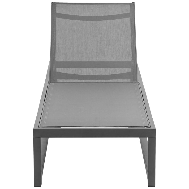 Meridian Maldives Grey Mesh Water Resistant Fabric Outdoor Patio Adjustable Sun Chaise Lounge Chair IMAGE 6