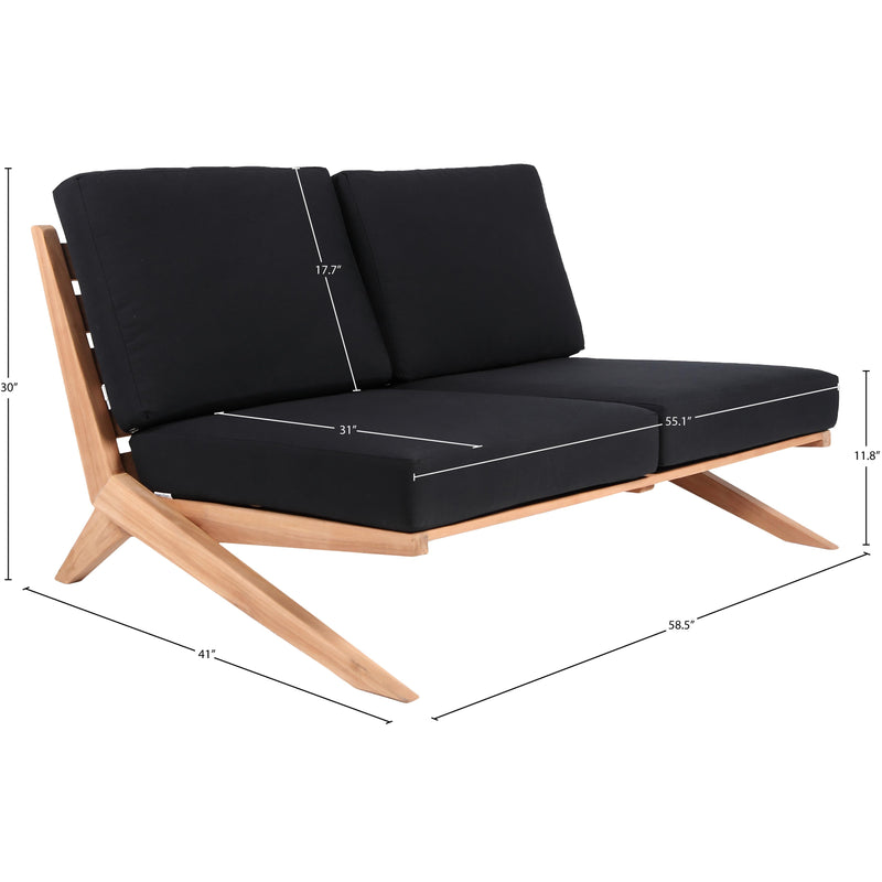 Meridian Tahiti Black Water Resistant Fabric Outdoor Loveseat IMAGE 8