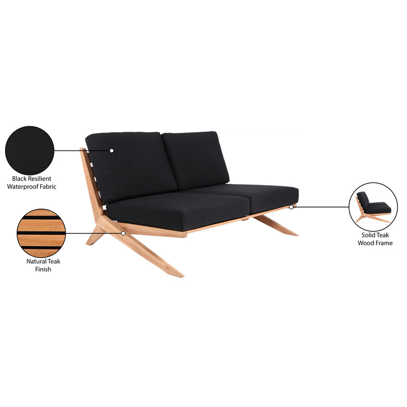 Meridian Tahiti Black Water Resistant Fabric Outdoor Loveseat IMAGE 9
