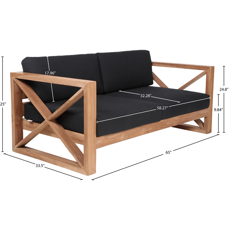 Meridian Anguilla Black Water Resistant Fabric Outdoor Loveseat IMAGE 8