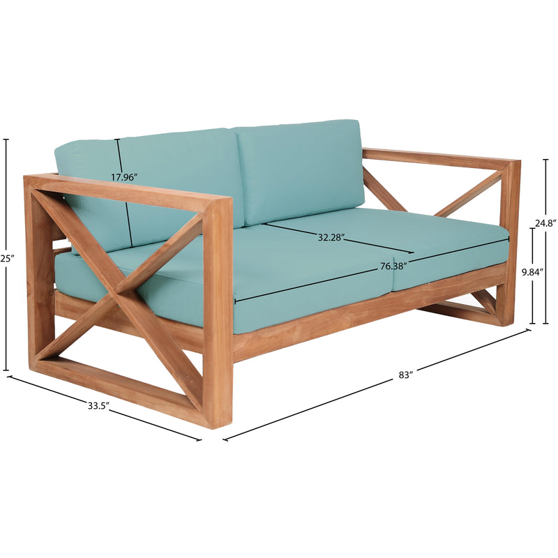 Meridian Anguilla Blue Water Resistant Fabric Outdoor Sofa IMAGE 8