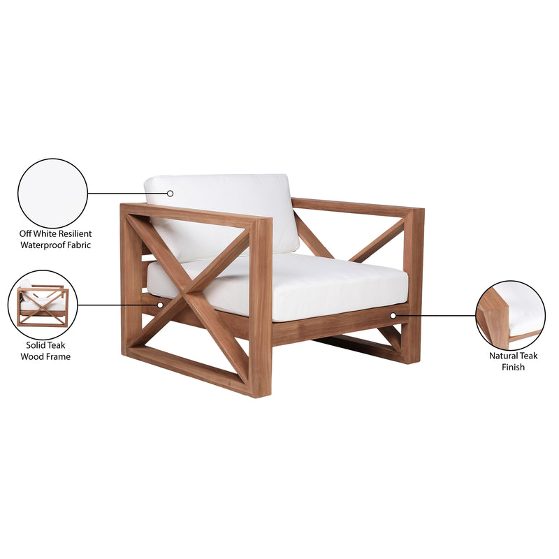 Meridian Anguilla Off White Water Resistant Fabric Outdoor Chair IMAGE 9