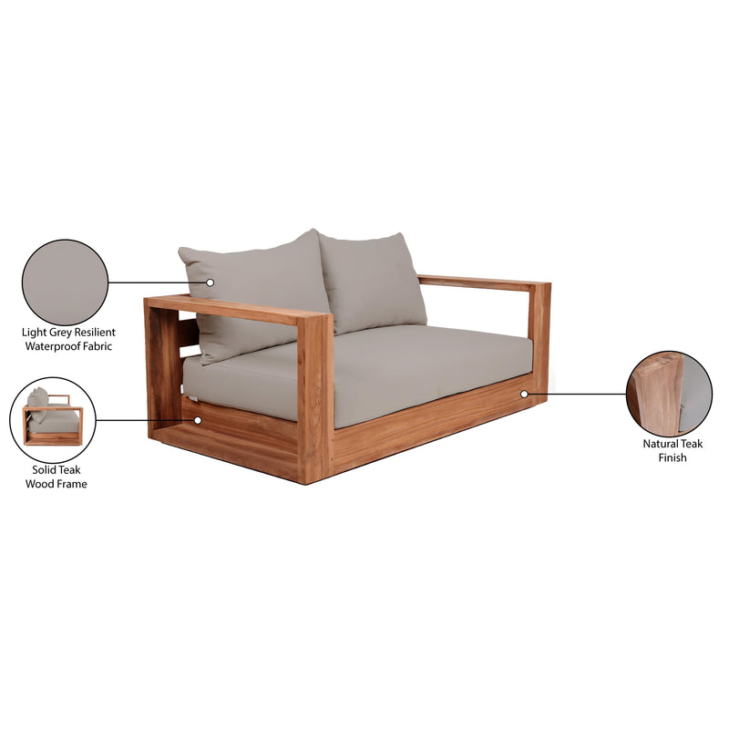 Meridian Tulum Grey Water Resistant Fabric Outdoor Loveseat IMAGE 8