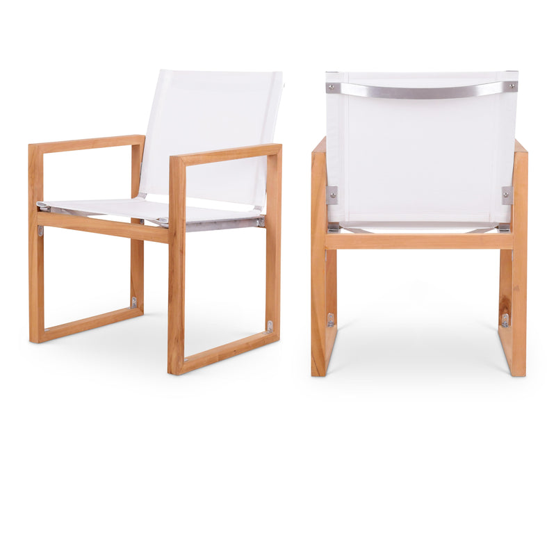 Meridian Tulum Off White Water Resistant Fabric Outdoor Patio Dining Arm Chair IMAGE 1