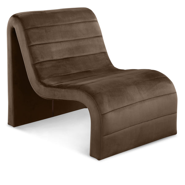 Meridian Ivy Brown Velvet Accent Chair IMAGE 1