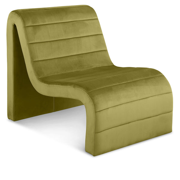 Meridian Ivy Olive Velvet Accent Chair IMAGE 1