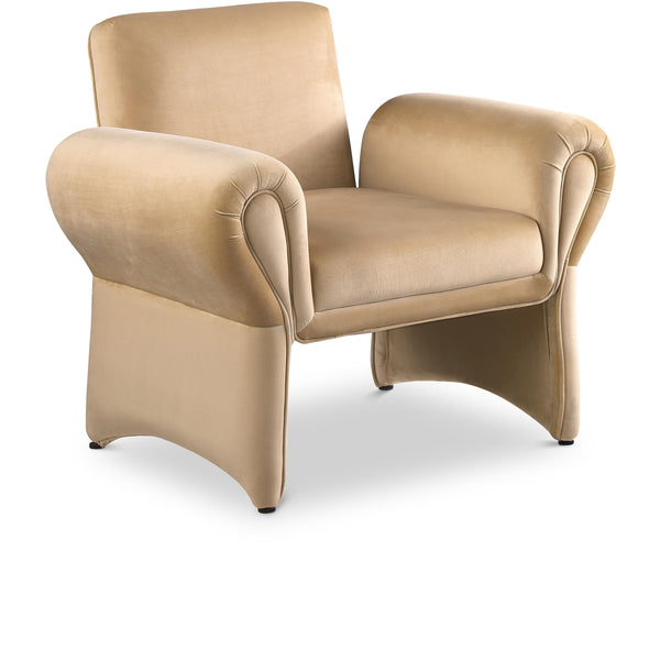 Meridian Fleurette Camel Velvet Accent Chair IMAGE 1