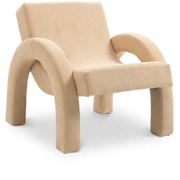 Meridian Corduroy Beige Corduroy Fabric Accent Chair IMAGE 1