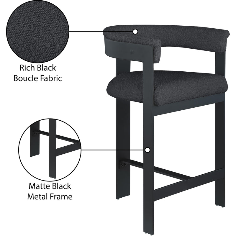Meridian Romeo Black Boucle Fabric Counter Stool IMAGE 7