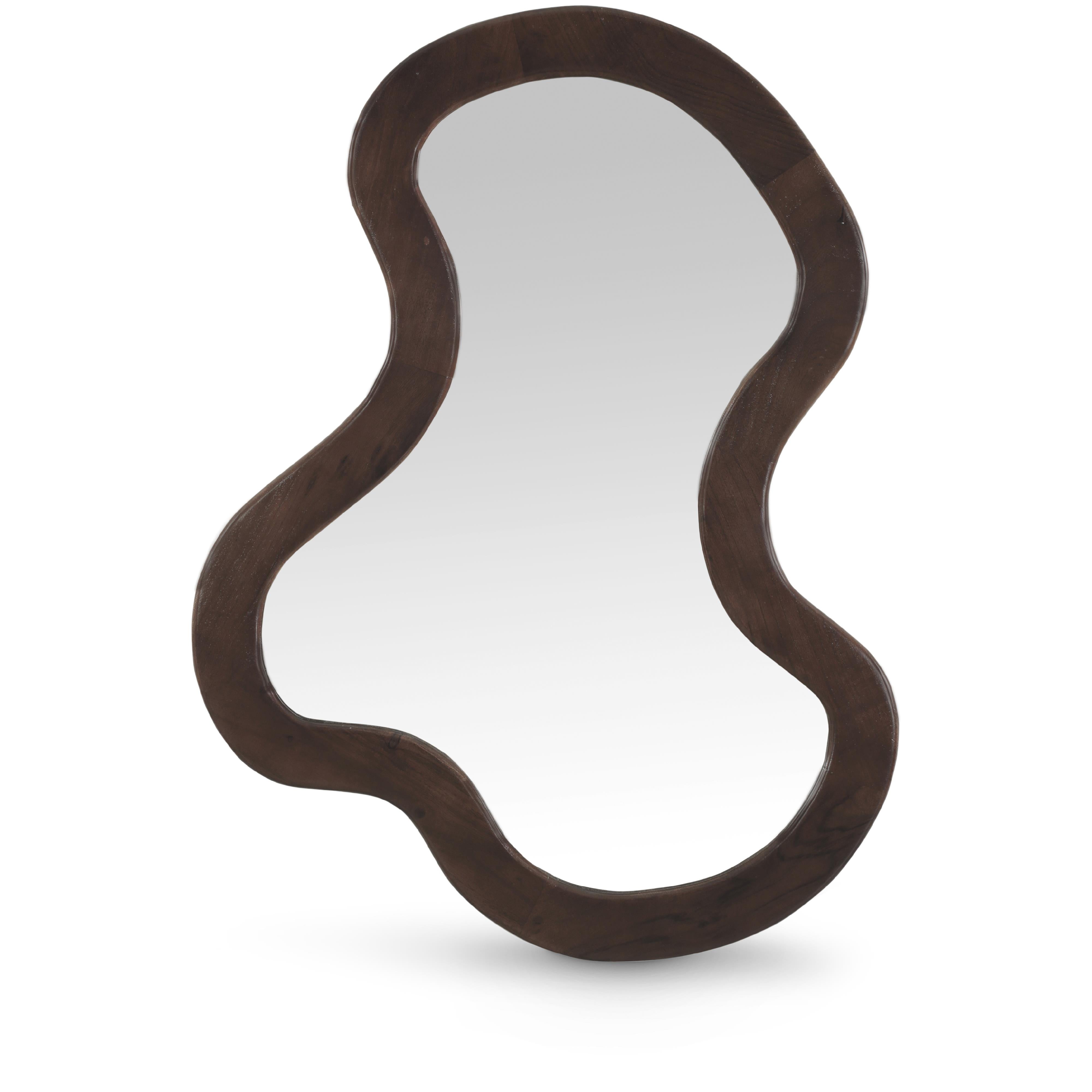 Meridian Mirror Meridian Oblique Brown Acacia Wood Frame Mirror