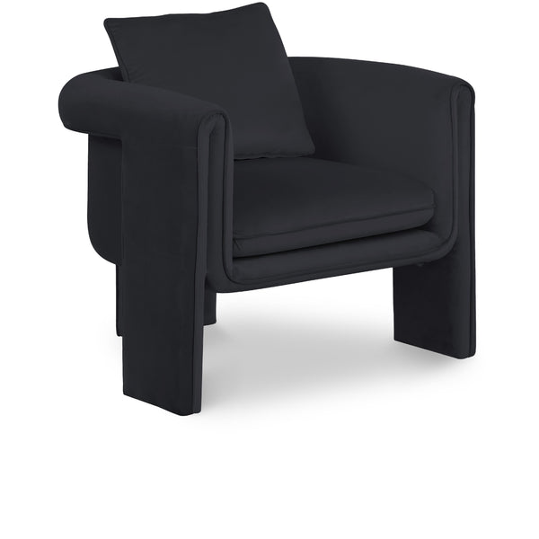 Meridian Sloan Black Velvet Accent Chair IMAGE 1