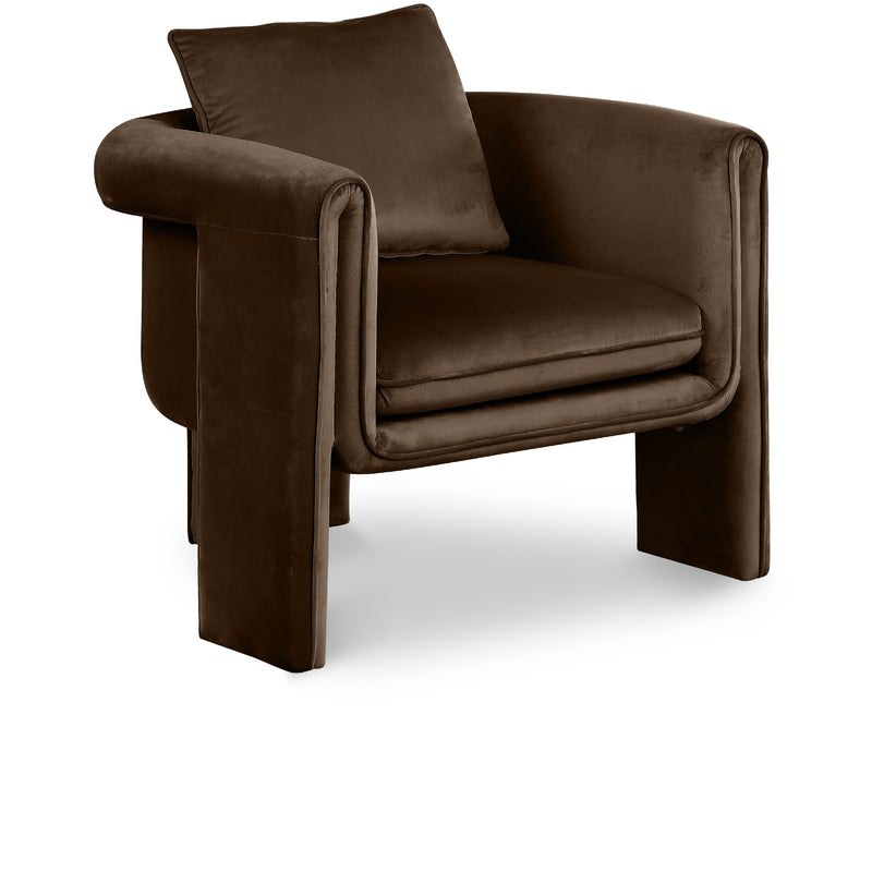 Meridian Sloan Brown Velvet Accent Chair IMAGE 1