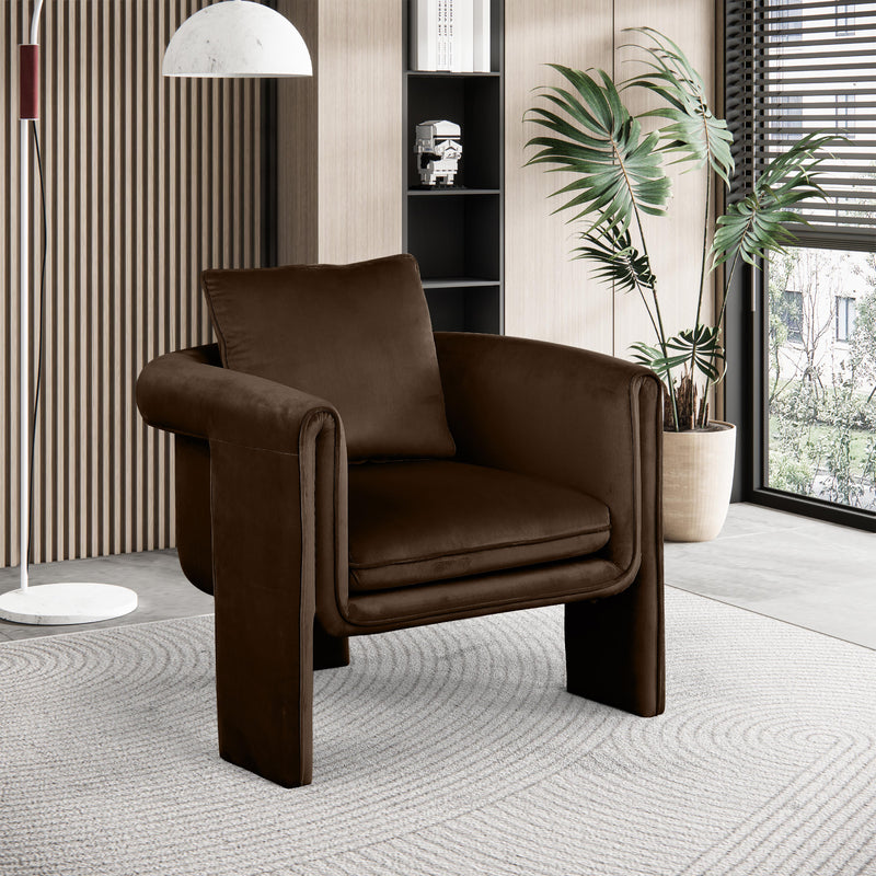 Meridian Sloan Brown Velvet Accent Chair IMAGE 2