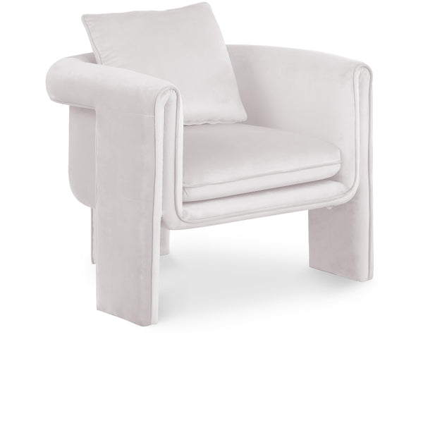 Meridian Sloan Cream Velvet Accent Chair IMAGE 1