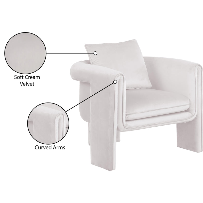 Meridian Sloan Cream Velvet Accent Chair IMAGE 9