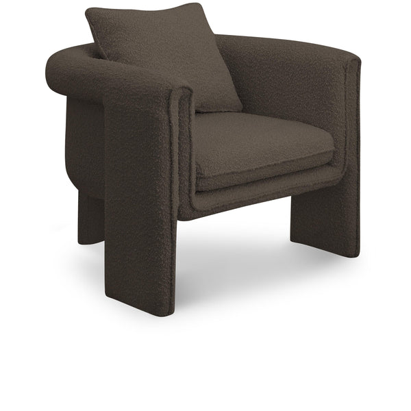 Meridian Stylus Brown Boucle Fabric Accent Chair IMAGE 1