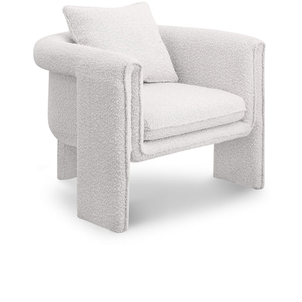 Meridian Stylus Cream Boucle Fabric Accent Chair IMAGE 1