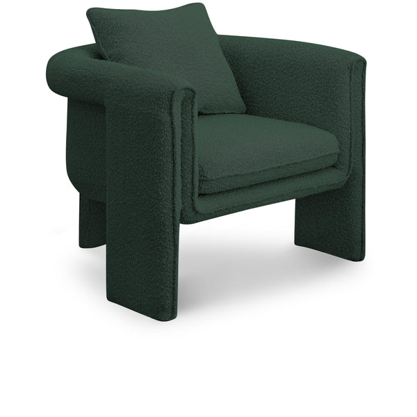 Meridian Stylus Green Boucle Fabric Accent Chair IMAGE 1