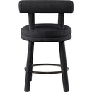 Meridian Parlor Black Boucle Fabric Stool IMAGE 2
