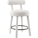 Meridian Parlor Cream Boucle Fabric Stool IMAGE 3
