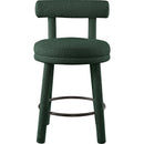 Meridian Parlor Green Boucle Fabric Stool IMAGE 4