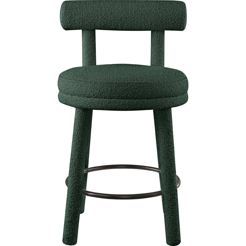 Meridian Parlor Green Boucle Fabric Stool IMAGE 4