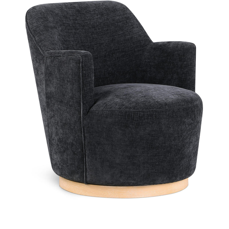 Meridian Clarita Black Chenille Fabric Swivel Accent Chair IMAGE 1