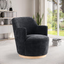 Meridian Clarita Black Chenille Fabric Swivel Accent Chair IMAGE 2