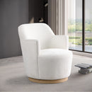 Meridian Clarita Cream Chenille Fabric Swivel Accent Chair IMAGE 2