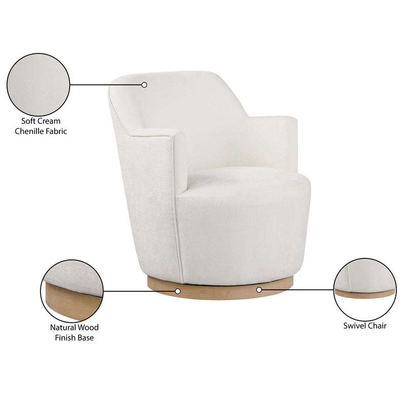 Meridian Clarita Cream Chenille Fabric Swivel Accent Chair IMAGE 9